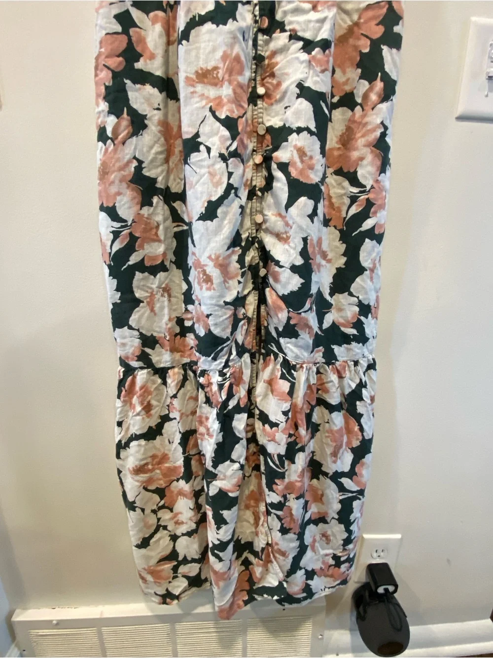 Abercrombie & Fitch button through smocked maxi dress floral size large tall